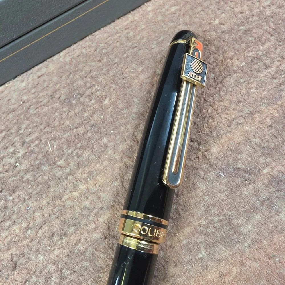Colibri Le Grand Fountain Pen Mens OS Black Good AT&T Logo Gold Trim Box